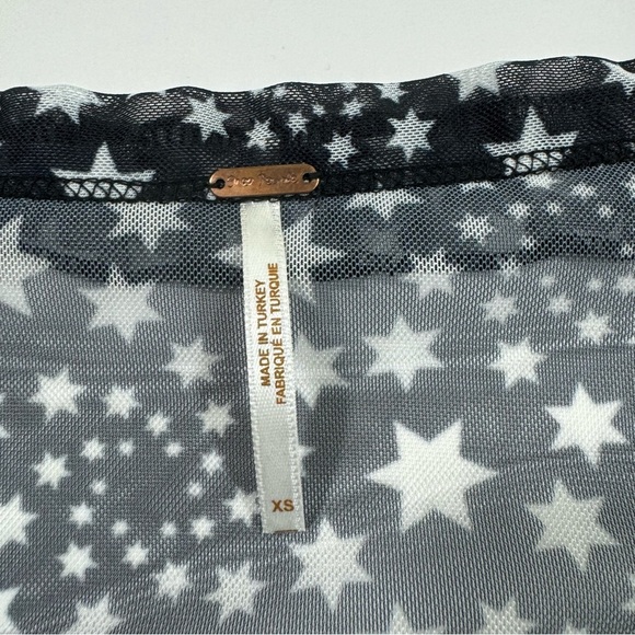 Free People Marne Sheer Mesh Top Long Sleeve Tie Front - Picture 4 of 6